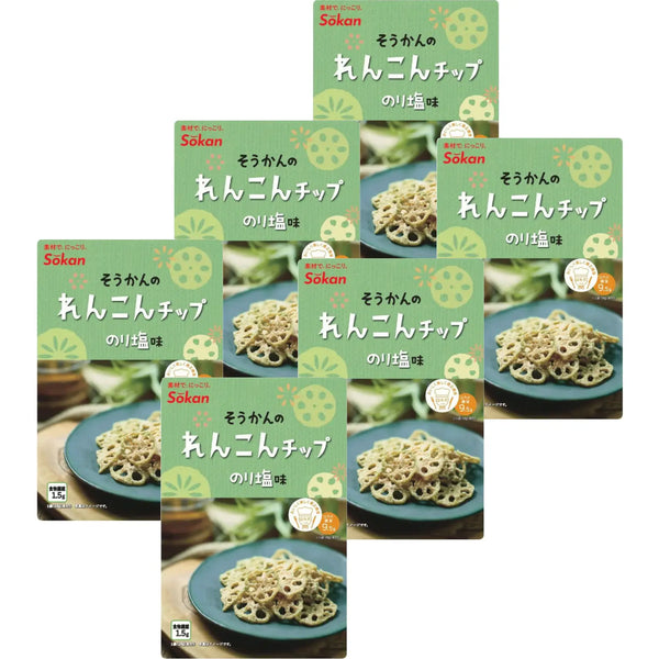 Sokan Nori Renkon Chips Japanese Seaweed Flavored Lotus Root Chips 18g (Pack of 6)