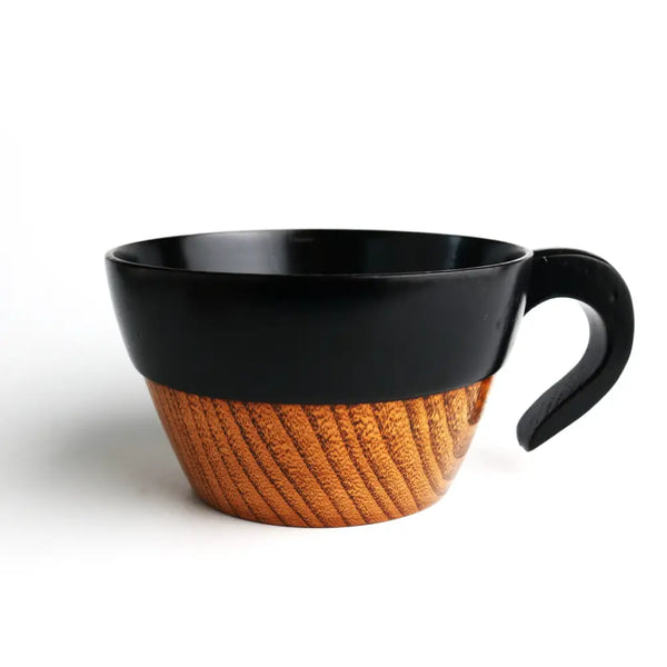 Wakacho Wooden Soup Cup Stacking Cup Black Lacquer Finish