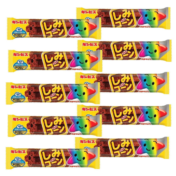 Ginbis Shimi Choco Stick Chocolate Covered Corn Puff Snack (Pack of 10)