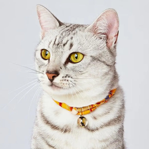 Add.Mate Japanese-Style Cat Collar with Glass Ball Yellow 6.7–11"