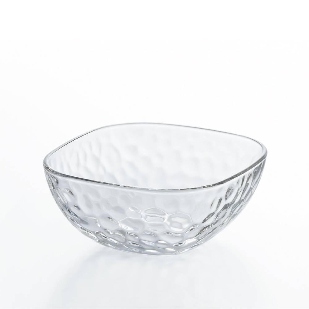 Aderia Square Bowl Medium Dimpled Glass Serving Dish 137mm