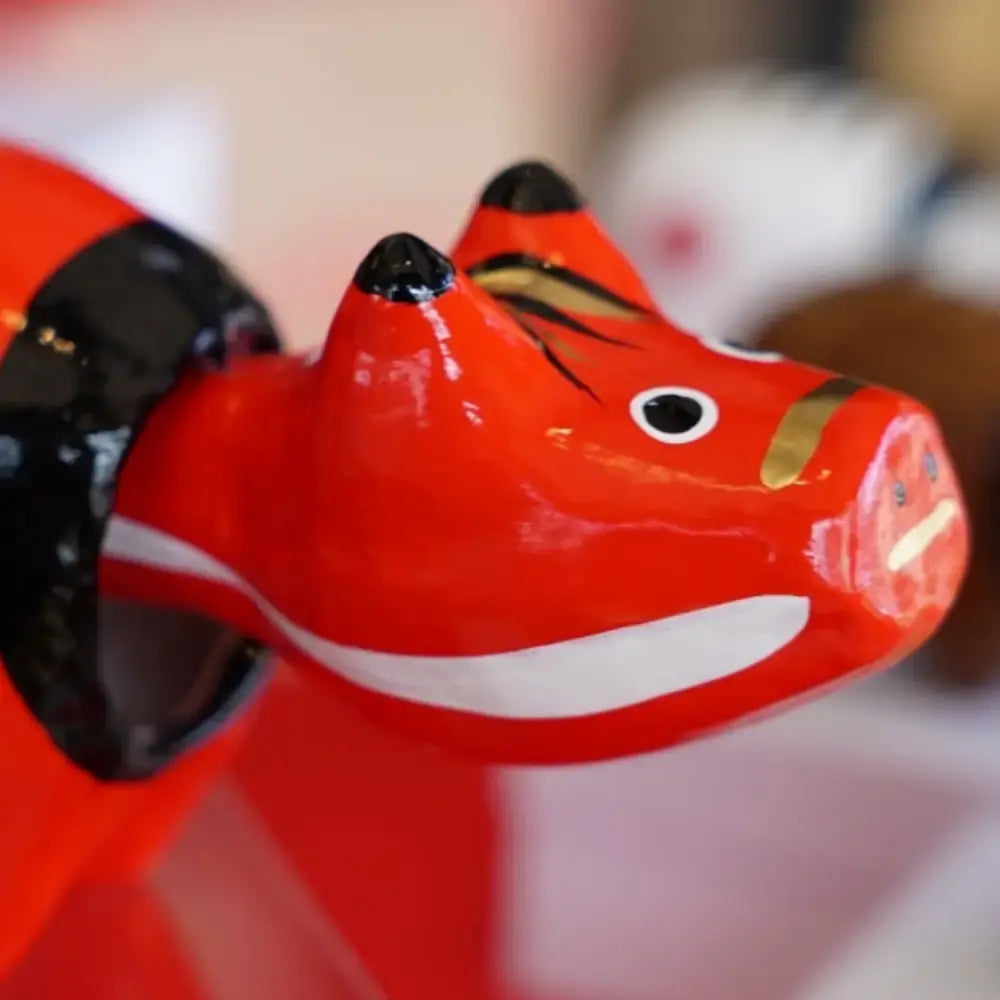 Akabeko Red Lucky Cow Figurine Handcrafted Toy Ornament Talisman