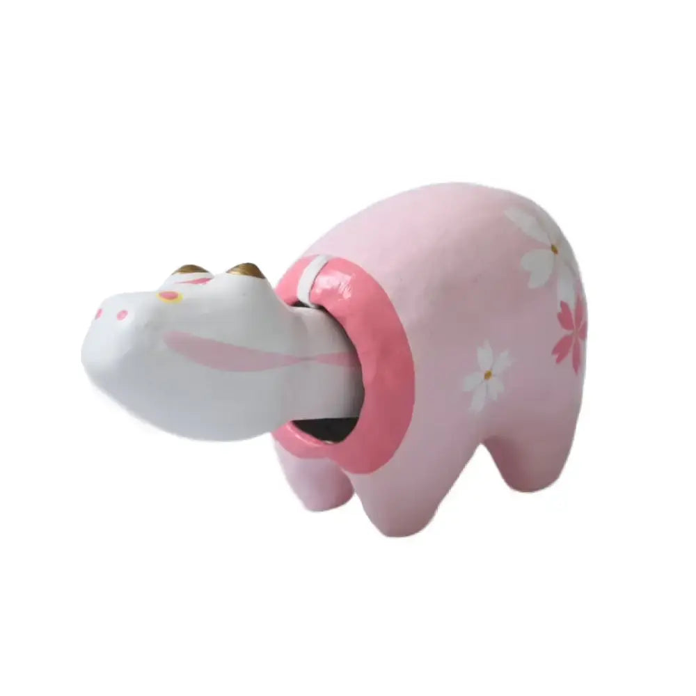 Akabeko Sakura Pink Lucky Cow Figurine Handcrafted Home Decor