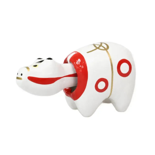 Akabeko White Lucky Cow Figurine Handcrafted Japanese Home Decor