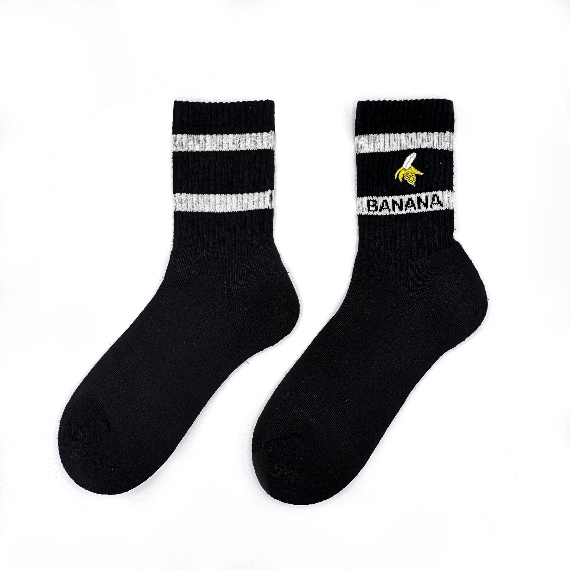 Banana Deodorizing & Sustainable Black Crew Socks 25-28cm