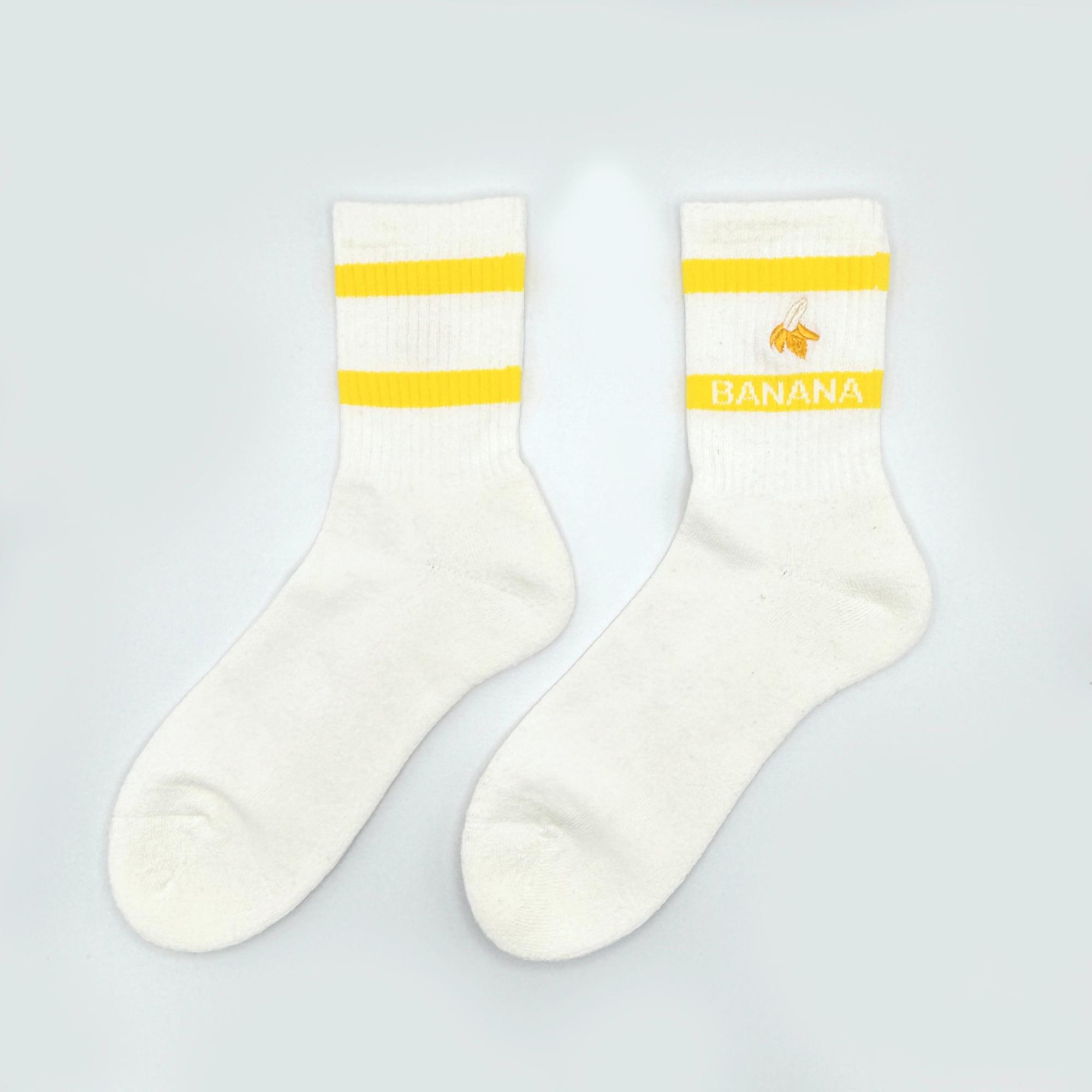 Banana Deodorizing & Sustainable White Crew Socks 25-28cm