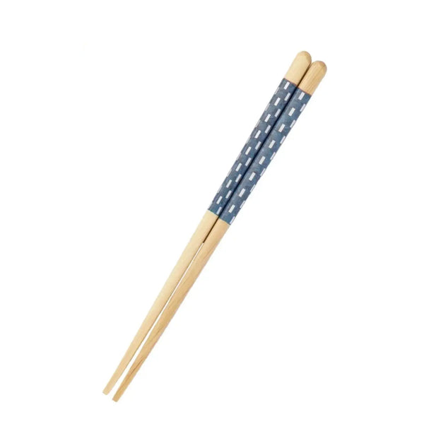 Children's Wooden Chopsticks Non-Slip Easy Grip Blue & White 18cm
