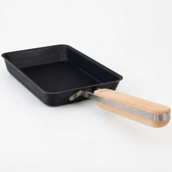 Enzo Carbon Steel Egg Roll Pan Tamagoyaki Pan with Wood Handle 12x19cm