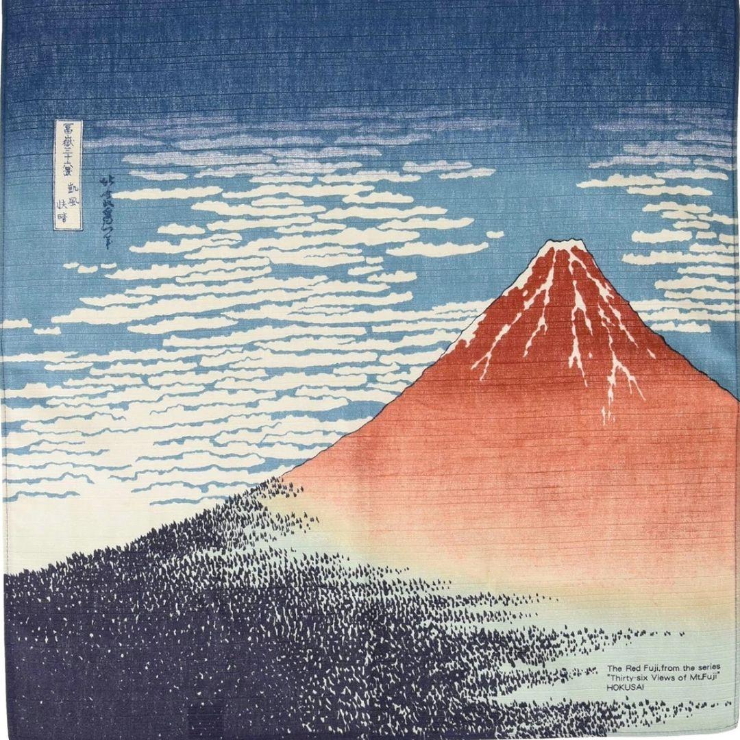 Furoshiki Red Fuji Ukiyo-e Art Organic Cotton Wrapping Cloth 70x70cm