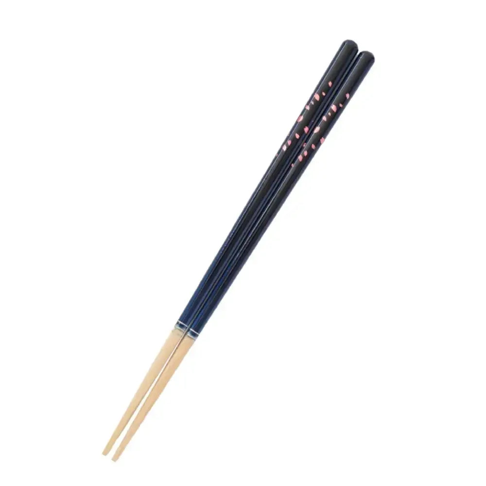 Handcrafted Wooden Chopsticks Non-Slip Cherry Blossom Blue Pattern 23cm