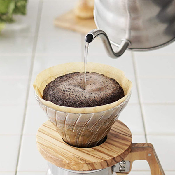 Hario V60 Glass Coffee Dripper with Olive Wood 1-4 Cups VDGR-02-OV-Japanese Taste