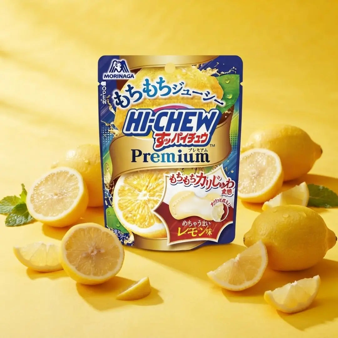 Hi-Chew Premium Sour Lemon Soft Chewy Candy Crunchy Crystals Filled 32