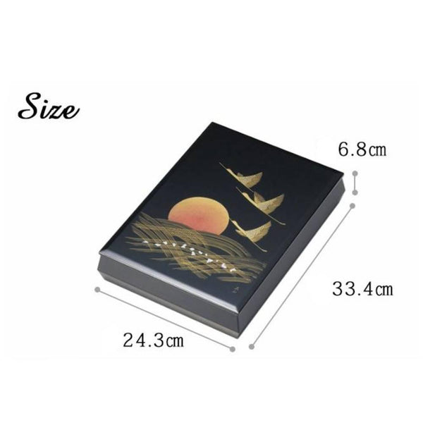 Isuke Handcrafted Lacquered Wooden A4 Storage Box Sunrise Crane