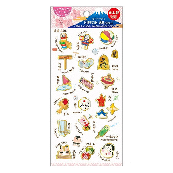Kamiiso Nippon Seal Stickers Nostalgic Japanese Toys Pattern 1 Sheet