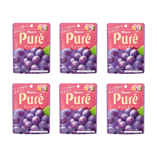 Kanro Pure Gummy Juicy Sour Gummy Candies Grape Flavor (Pack of 6)