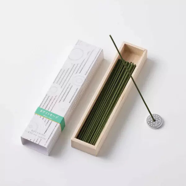 Kousaido White Sage Long Incense Sticks In Wooden Box 40 ct.