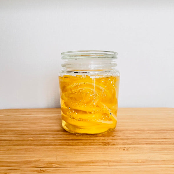 cooling lemonade syrup in a jar