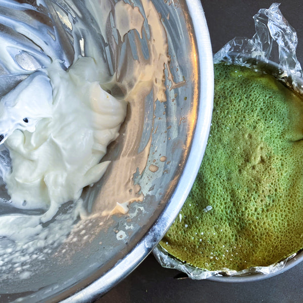 continuing the layering process until all of the crepes are gone