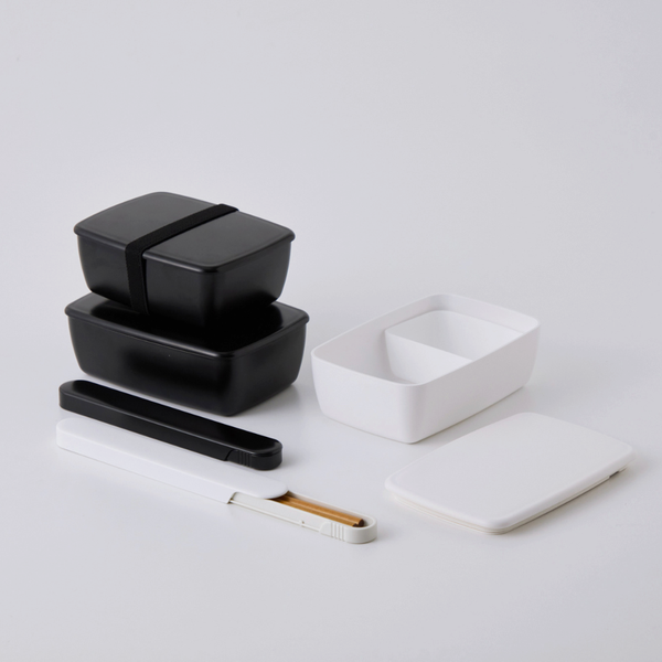 Minimalist White Microwaveable Bento Lunch Box Big Capacity 600ml