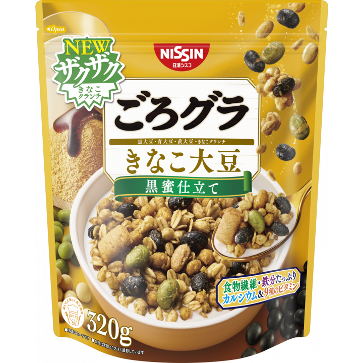 Nissin Gorogura Black Soybeans Granola Kuromitsu Kinako Flavor 320g