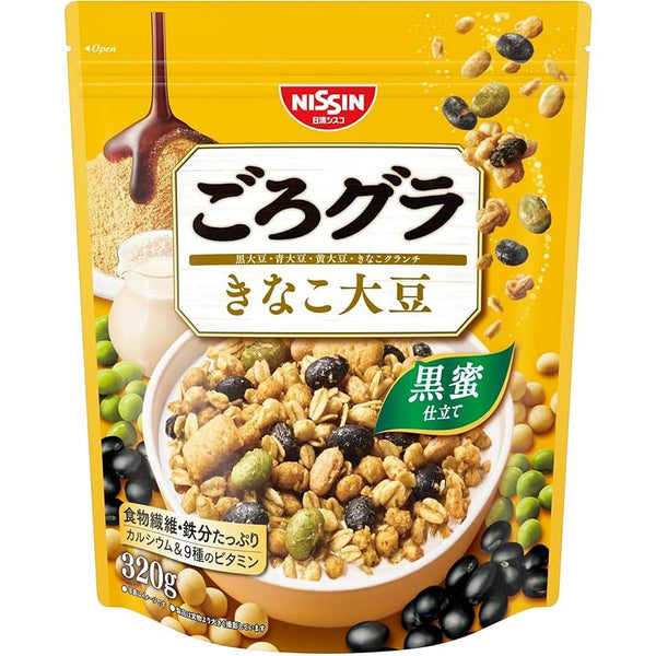 Nissin Gorogura Black Soybeans Granola Kuromitsu Kinako Flavor 320g