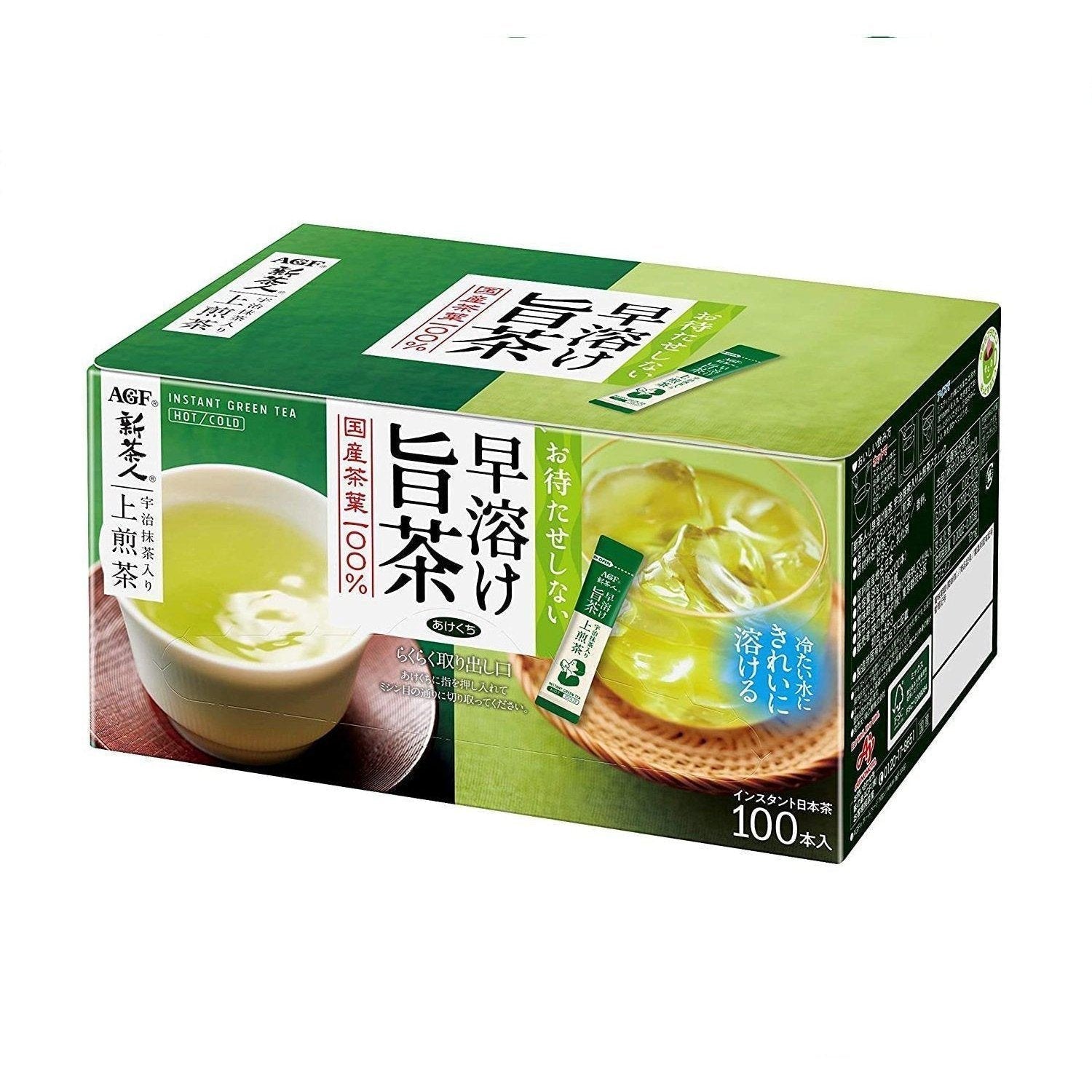 AGF Instant Powdered Sencha Green Tea With Uji Matcha 100 Sticks