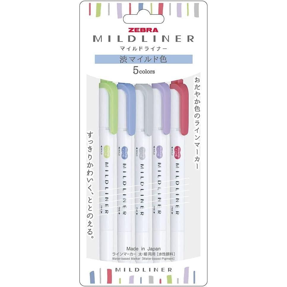Zebra Mildliner Highlighter Markers Elegant Colors WKT7-5C-NC-N