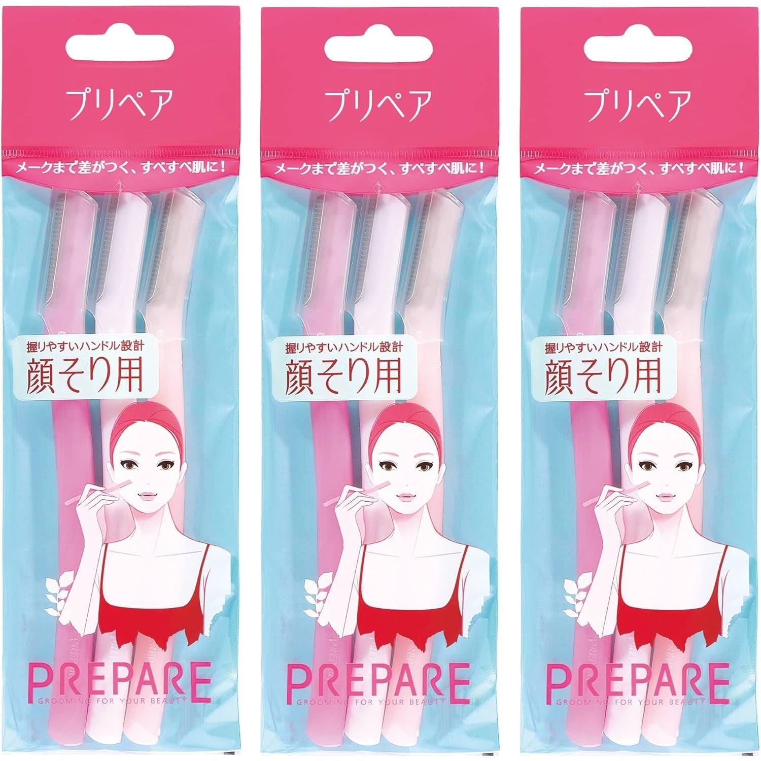 Prepare Handy Facial Razor for Women L Type (Pack of 3)