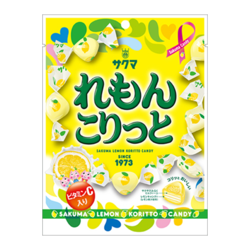 Sakuma Lemon Koritto Crunchy Lemon Milk Candy with Vitamin C 58g