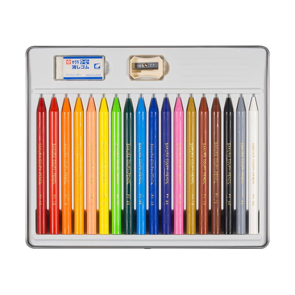 Sakura Coupy Pencil Japanese Crayon Pencils 18 Color Set 