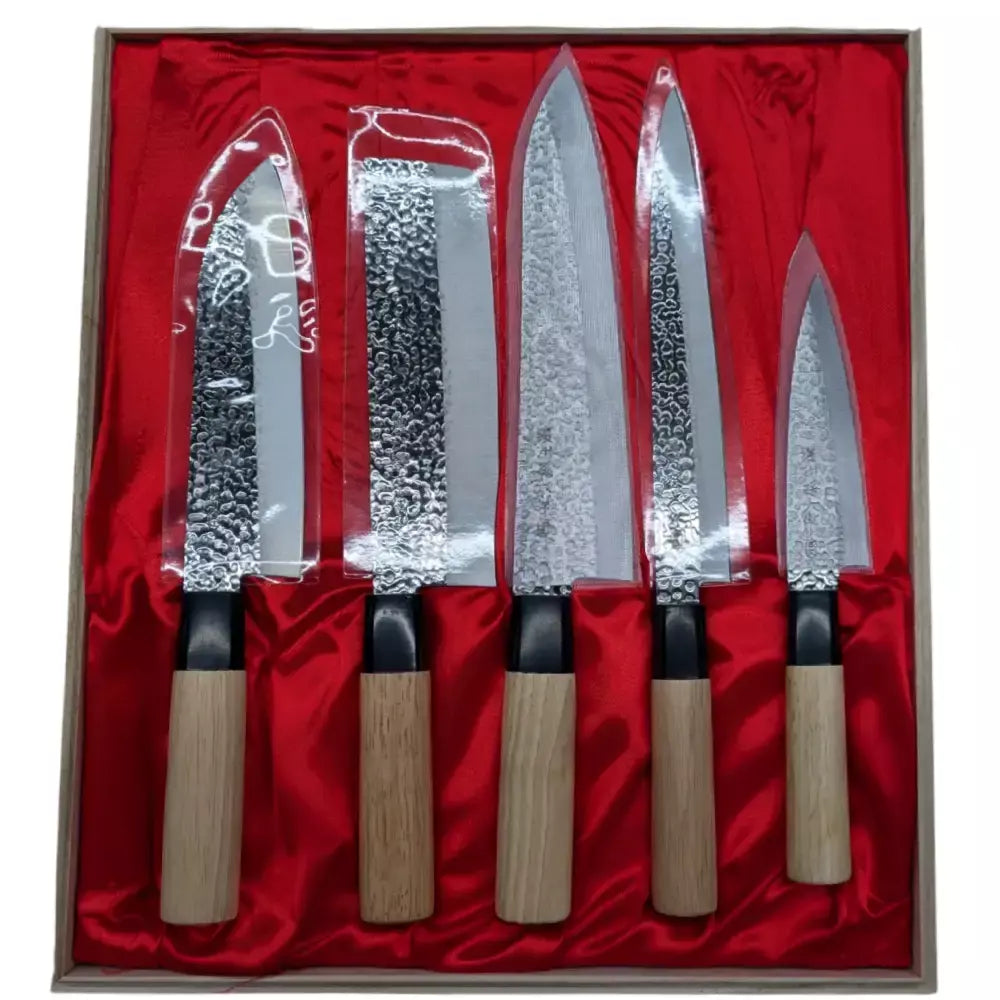 Satake Japanese Hammered Steel Kitchen Knife 5 Piece Set