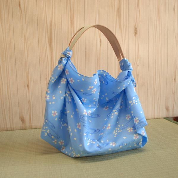 Seiran Furoshiki Blue Floating Blossoms Cotton Wrapping Cloth