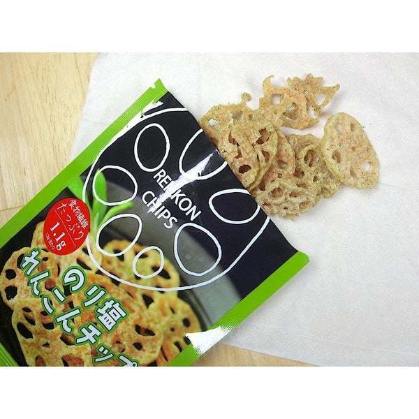 Sokan Nori Renkon Chips Japanese Seaweed Flavored Lotus Root Chips 18g (Pack of 6)