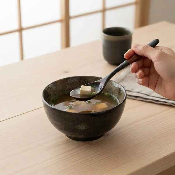 Urushi Lacquered Wooden Spoon Lightweight Cutlery Black & Red