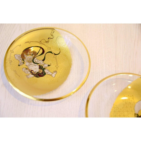 Aderia Fujin Raijin Small Glass Plate Japanese Glassware Dish Set S-6229, Japanese Taste