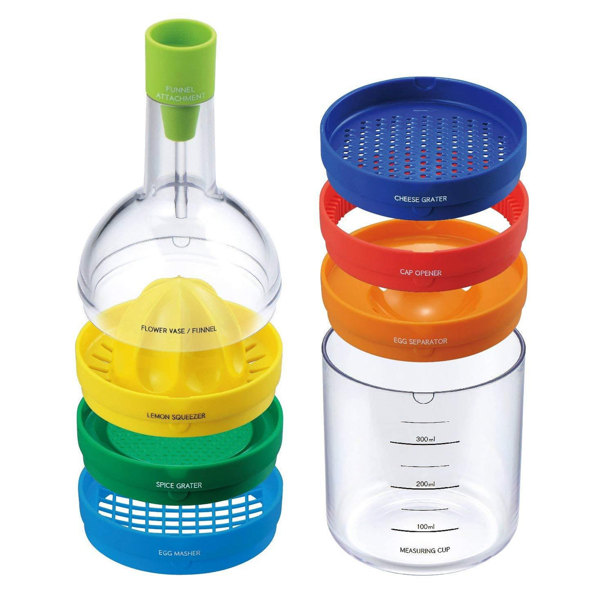 Kitchen Tool Bottle 8 in 1 Kitchen Tool Set - Funnel, Juicer Lemon  squeezer, Spice grater, Egg masher, Cheese grater, Egg seperator, Measuring  cup
