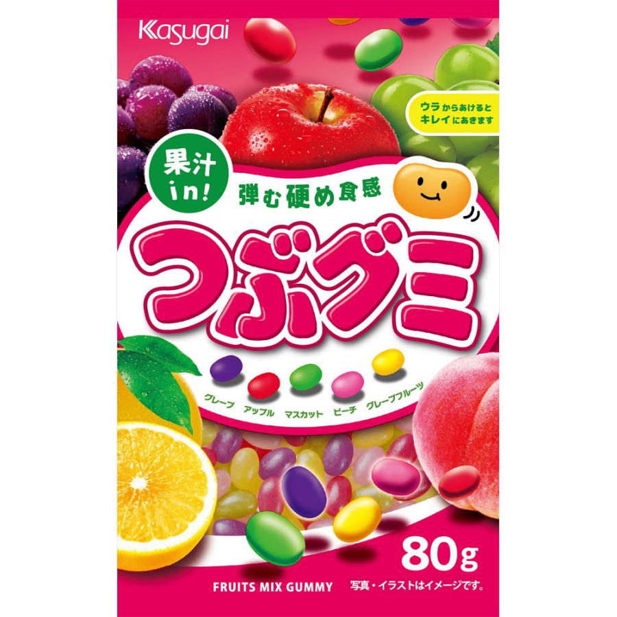 Kasugai Tsubu Gummy Mixed Fruit Flavor Gummies 80g (Pack of 3), Japanese Taste