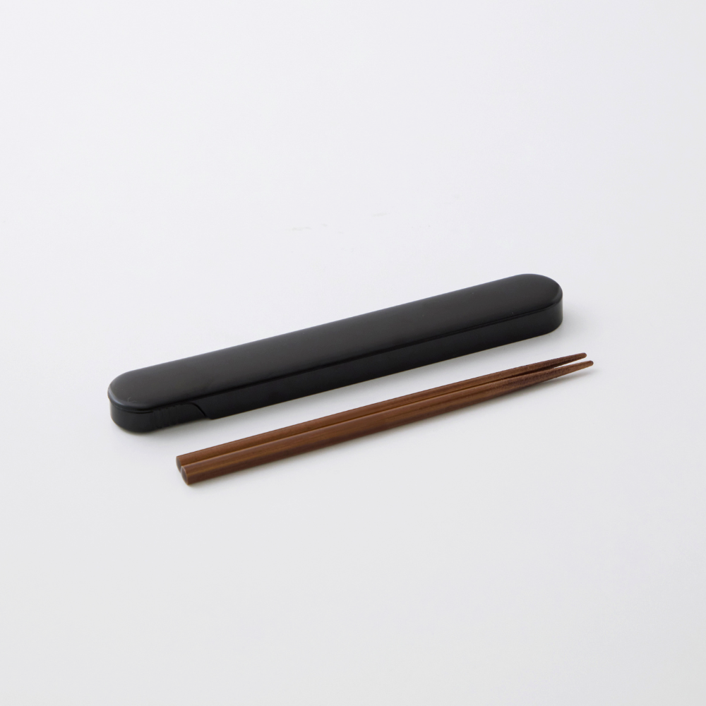 365methods Black Non-Slip Wooden Chopsticks Set with Case 7.1"