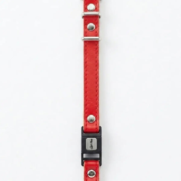Add.Mate Cowhide Leather Cat Collar Safety-Release Buckle Red 7.9–9.8"