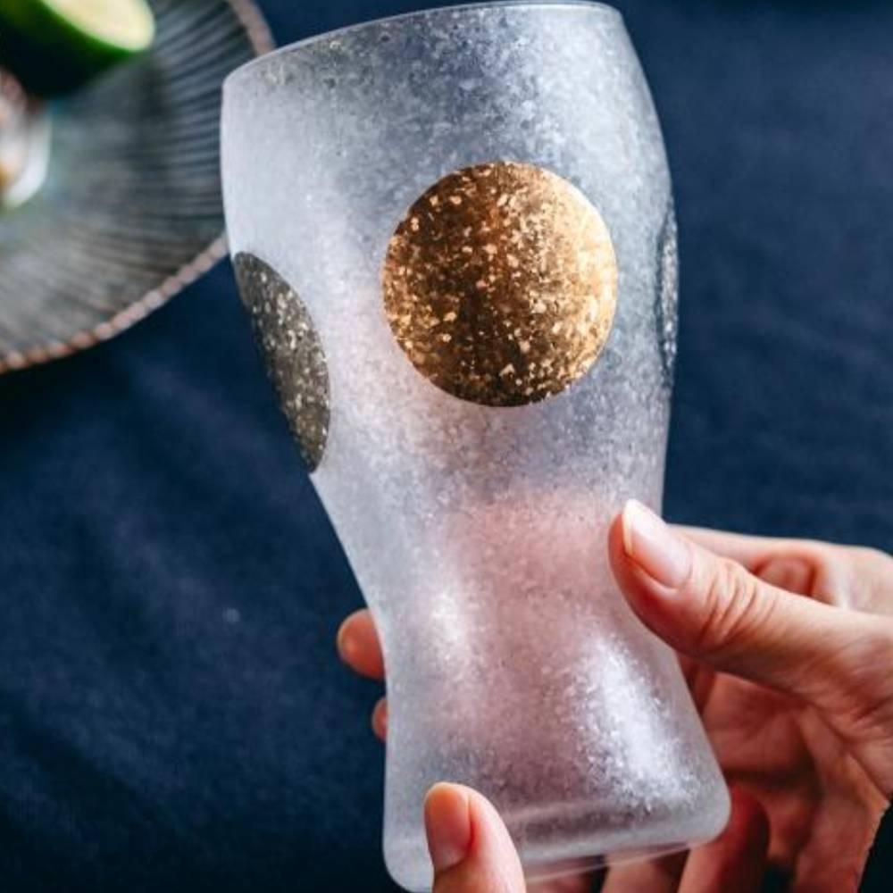 Aderia Premium Gold Sun & Silver Moon Frosted Beer Glass - Thumbnail 4