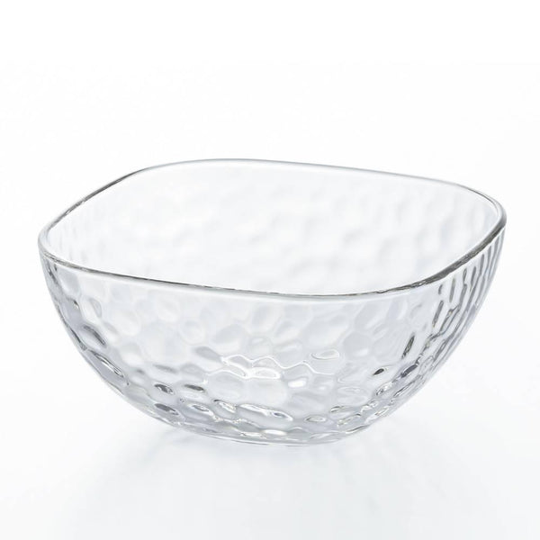 Aderia Square Bowl Large Dimpled Glass Serving Dish 165mm (Set of 3)
