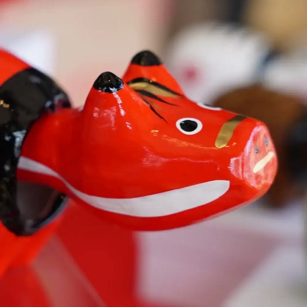 Akabeko Red Lucky Cow Figurine Handcrafted Japanese Home Decor Small