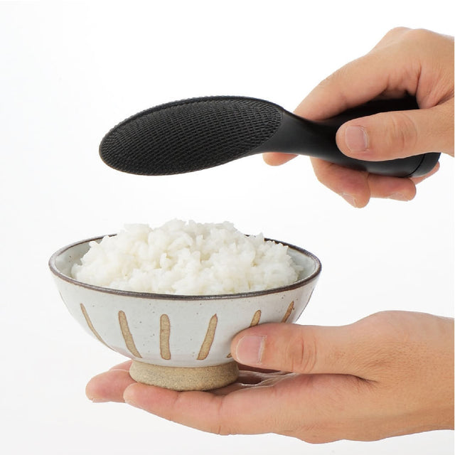Shamogi Akebono Black Shamoji Self Standing Non-Stick Rice Paddle