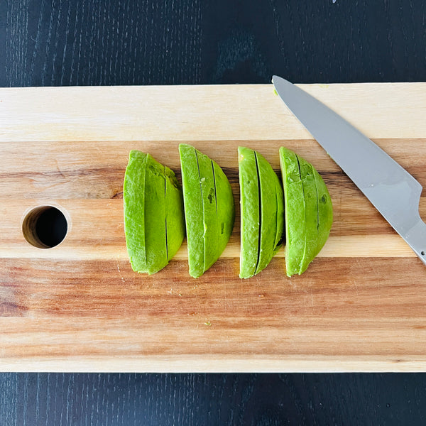 slicing the avocado