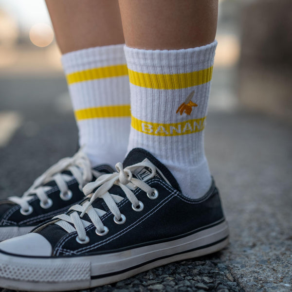 Banana Deodorizing & Sustainable White Crew Socks 25-28cm