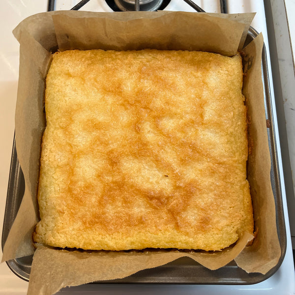 butter mochi, out of the oven