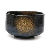Chawan Handmade Mino Ware Black and Gold Japanese Matcha Bowl