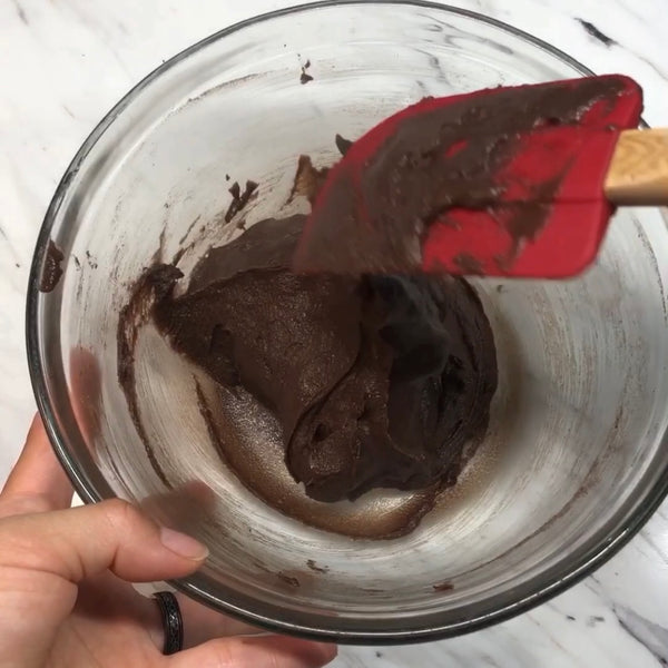 microwaving the chocolate mochi dough until it becomes mochi-like