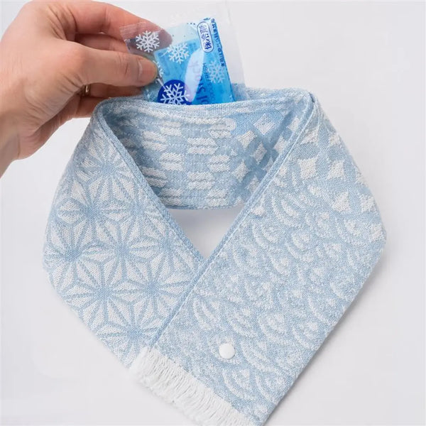 Cooling Neck Scarf Cool Muffler with Ice Pack Pocket Blue 3.1 x 25.5"