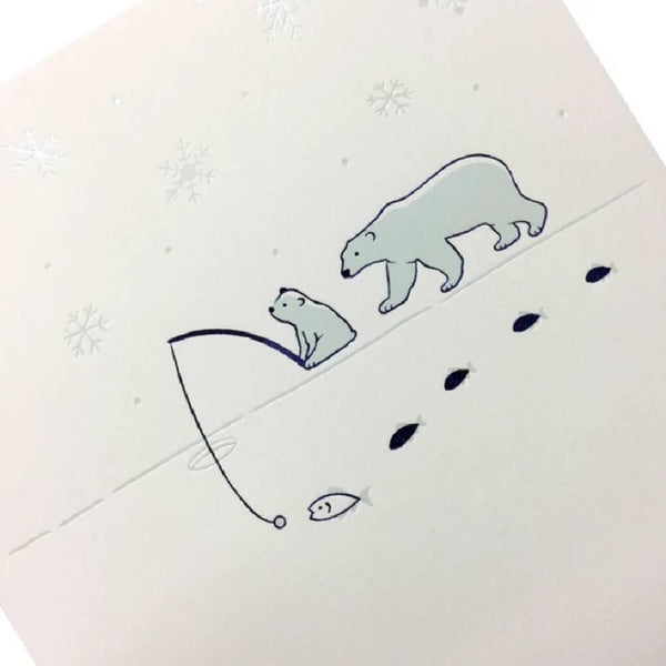 February Seasonal Foil Stamped Postcard Polar Bear Design